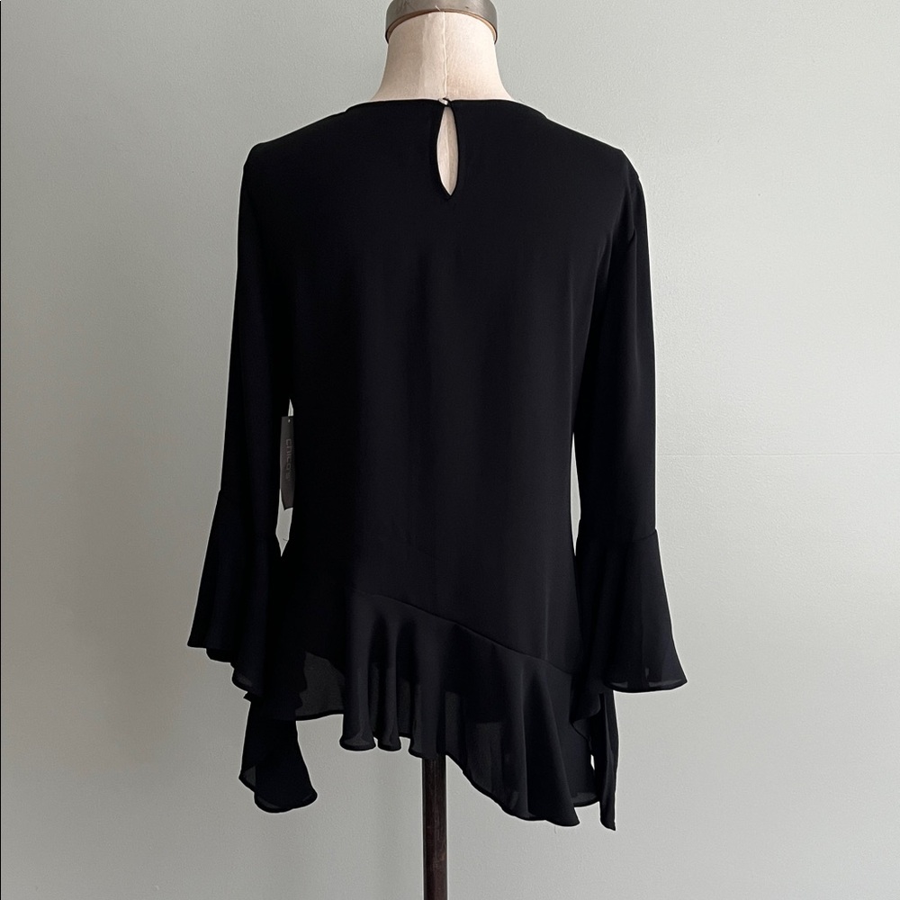 Black Blouse with Subtle Ruffle Detail - Picture 7 of 10